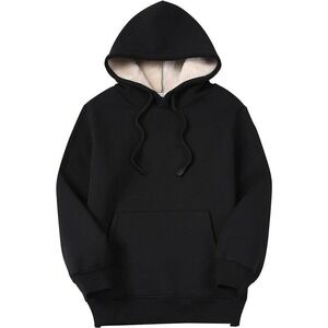 Yeokou Fleece Pullover Hoodie in Black, Size M​​​​​